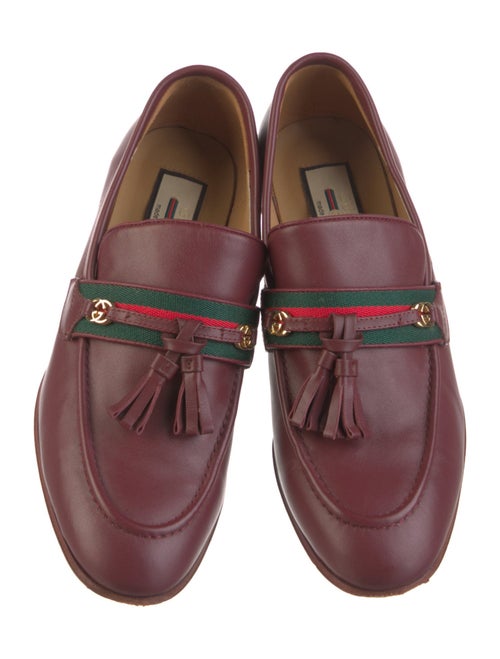 Gucci Web Accent Leather Loafers