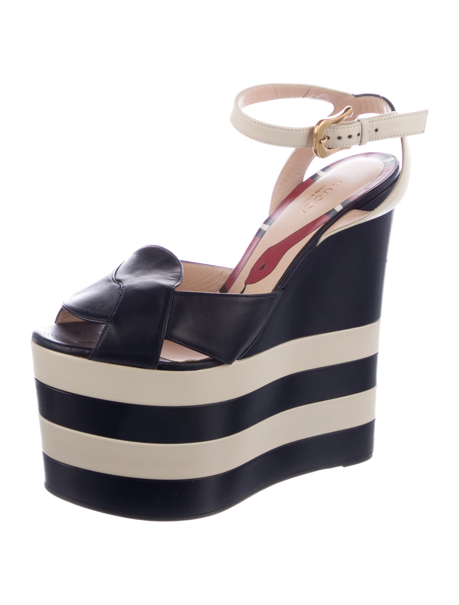 Gucci Leather Colorblock Pattern Sandals