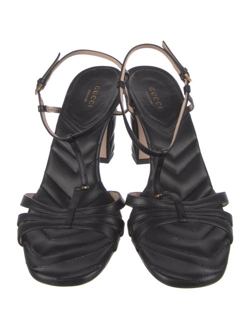 Gucci Double G Logo Leather T-Strap Sandals