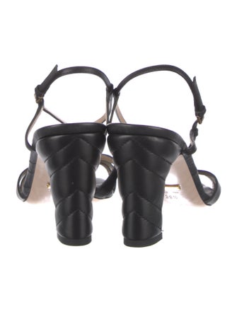 Gucci Double G Logo Leather T-Strap Sandals