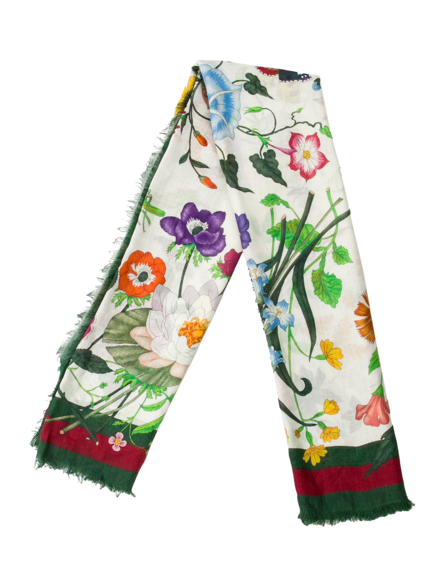 Gucci Silk Floral Print Scarf