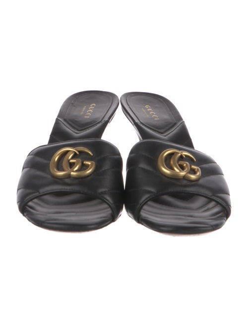 Gucci Double G Logo Leather Slides