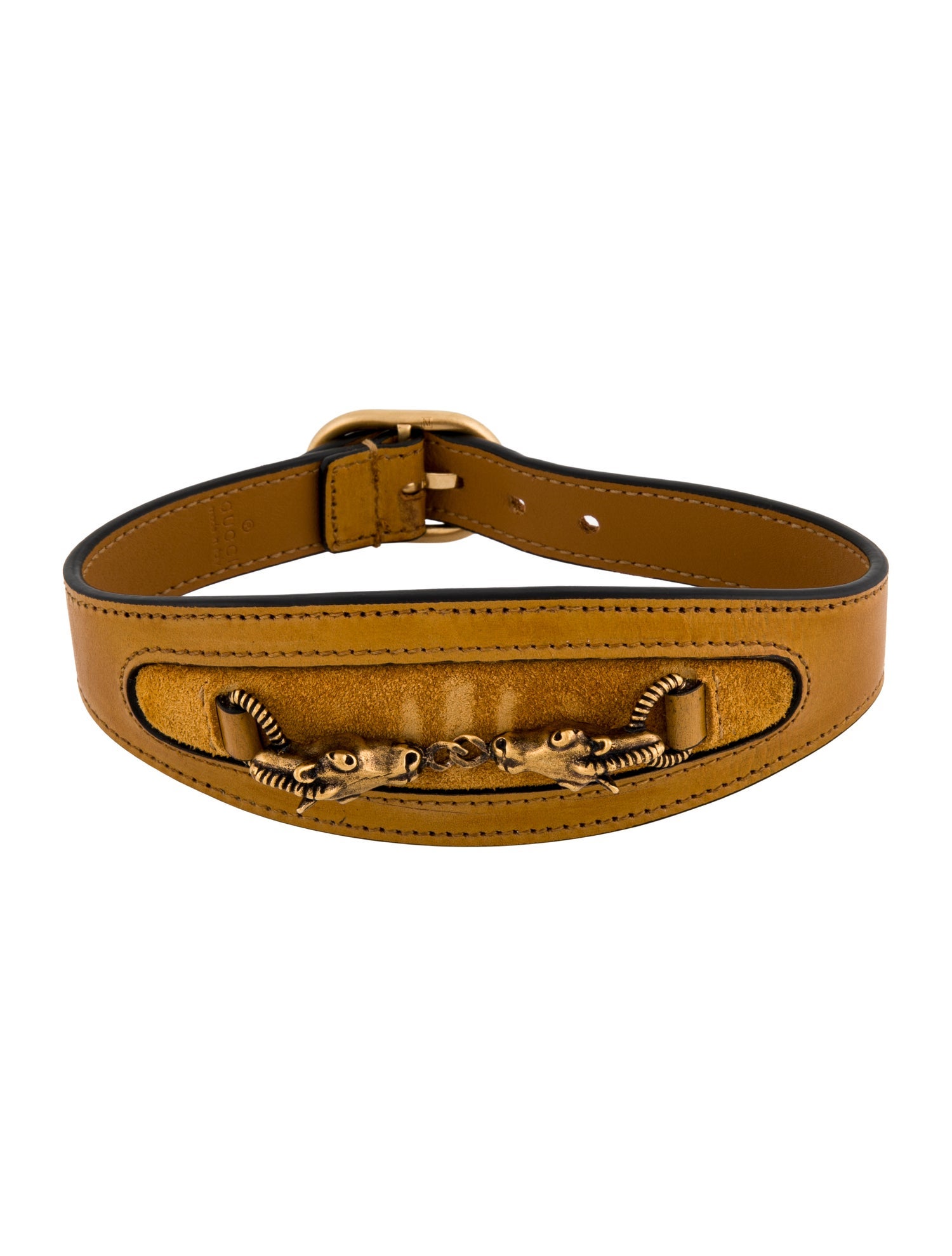 Gucci Leather & Suede Horse Head Horsebit Chocker Necklace