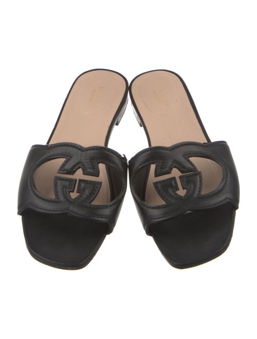 Gucci Interlocking G Logo Leather Slides