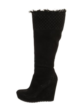 Gucci Suede Fur Trim Boots