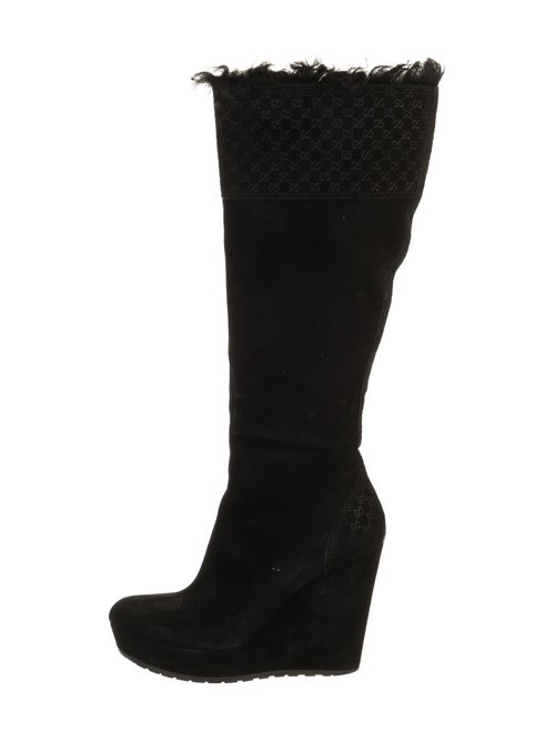 Gucci Suede Fur Trim Boots