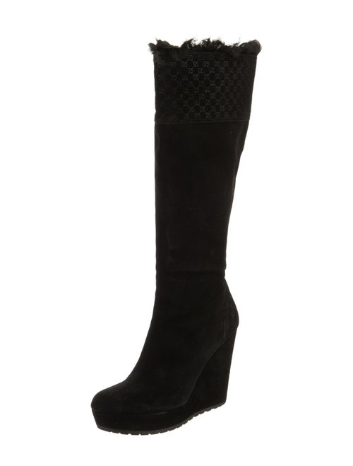 Gucci Suede Fur Trim Boots