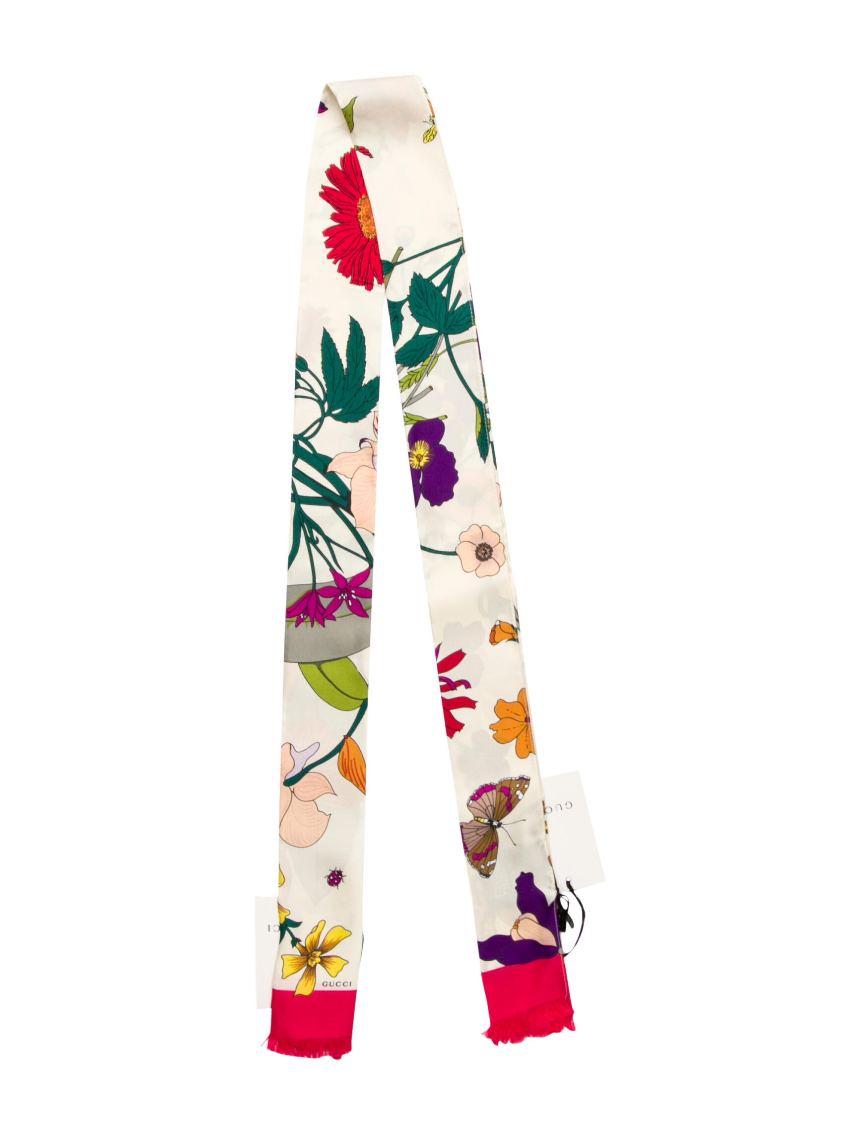 Gucci Silk Flora Print Scarf w/ Tags