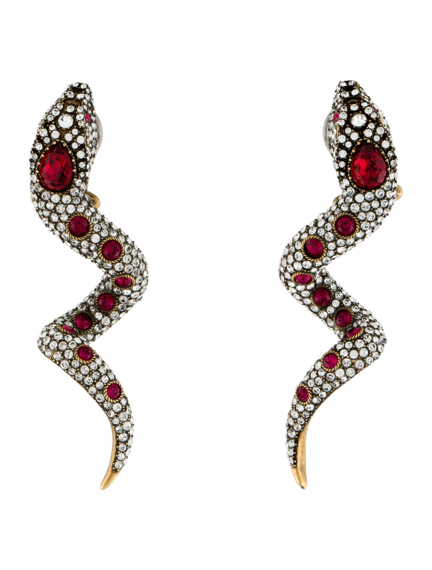 Gucci Crystal Snake Clip-On Earrings