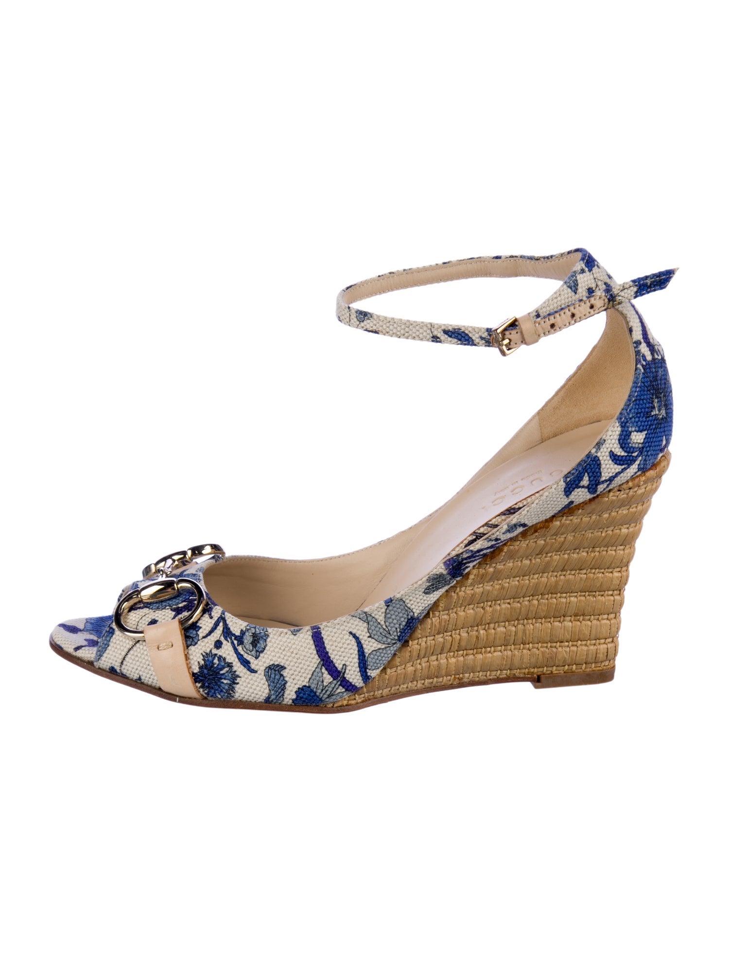 Gucci Canvas Floral Print Slingback Pumps