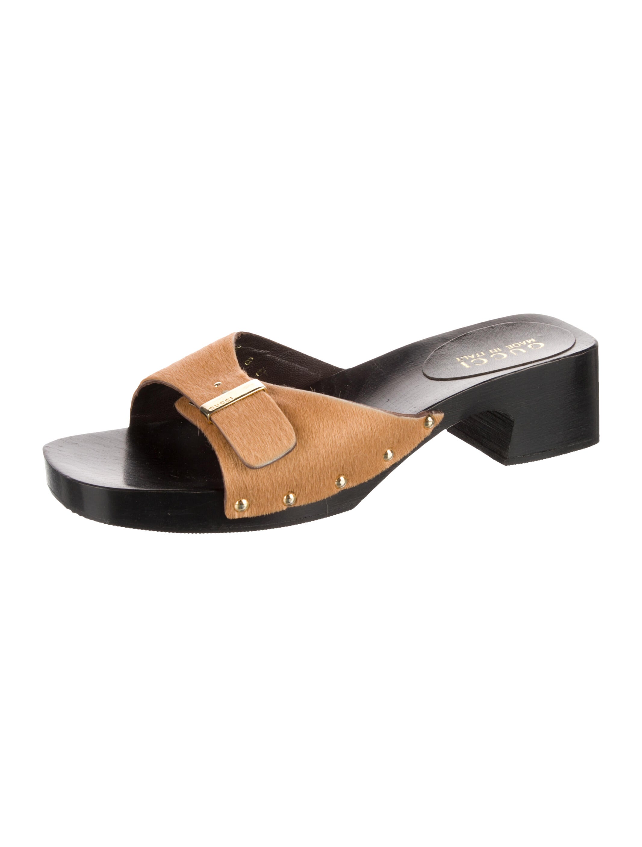 Gucci Ponyhair Studded Accents Slides