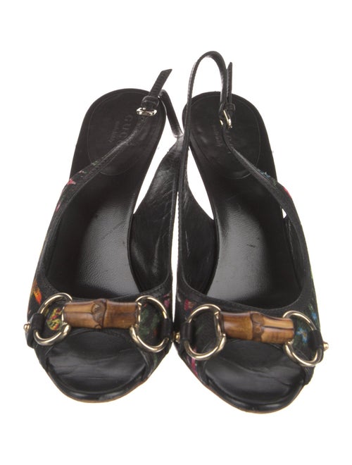 Gucci Flora Knight Print Canvas Slingback Pumps