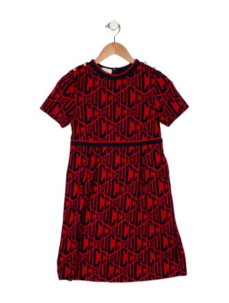 Gucci Girls Patterned Short Sleeve Dress