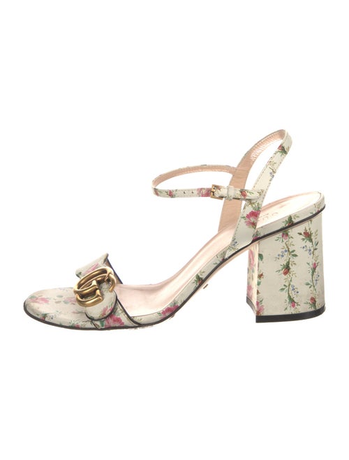 Gucci Leather Floral Print Slingback Pumps
