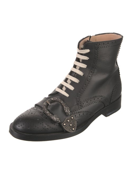 Gucci Bee Accent Leather Combat Boots
