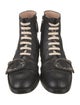 Gucci Bee Accent Leather Combat Boots