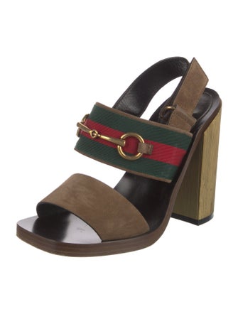 Gucci Web Accent Suede Slingback Sandals