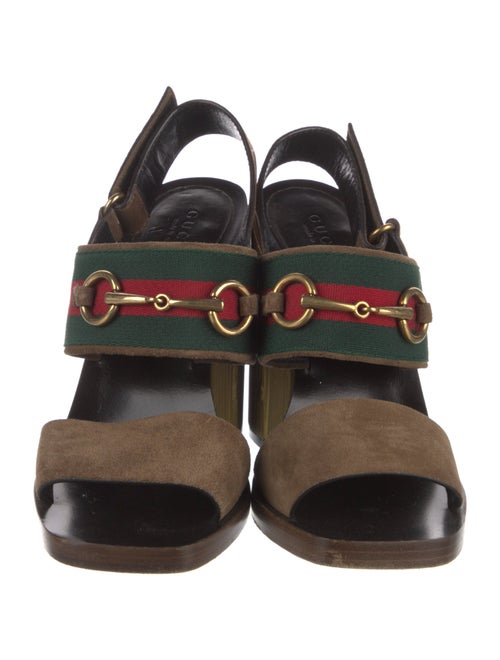 Gucci Web Accent Suede Slingback Sandals