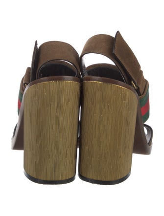 Gucci Web Accent Suede Slingback Sandals