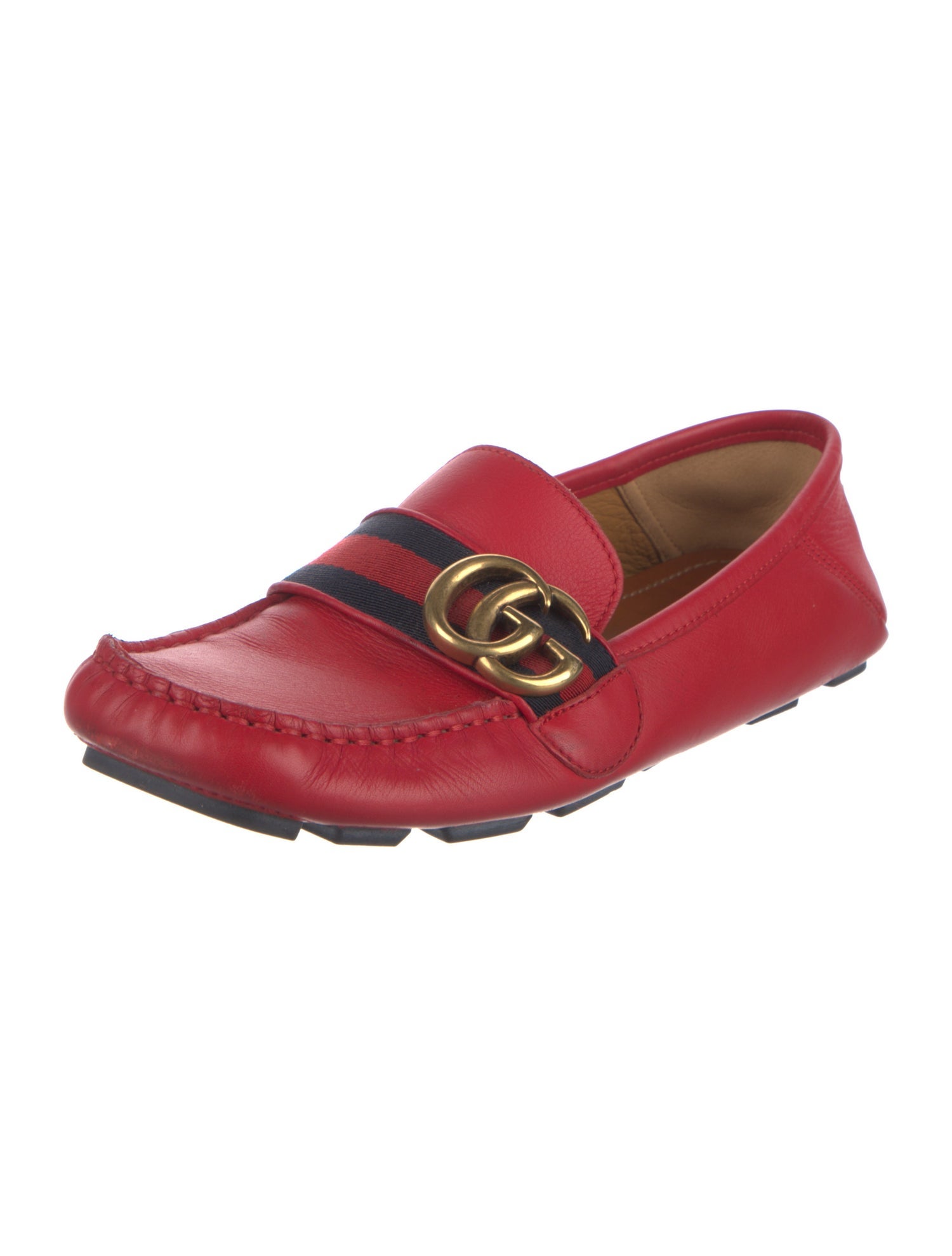 Gucci Double G Logo Leather Loafers