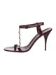 Gucci Patent Leather Chain-Link Accents T-Strap Sandals