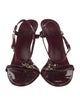 Gucci Patent Leather Chain-Link Accents T-Strap Sandals