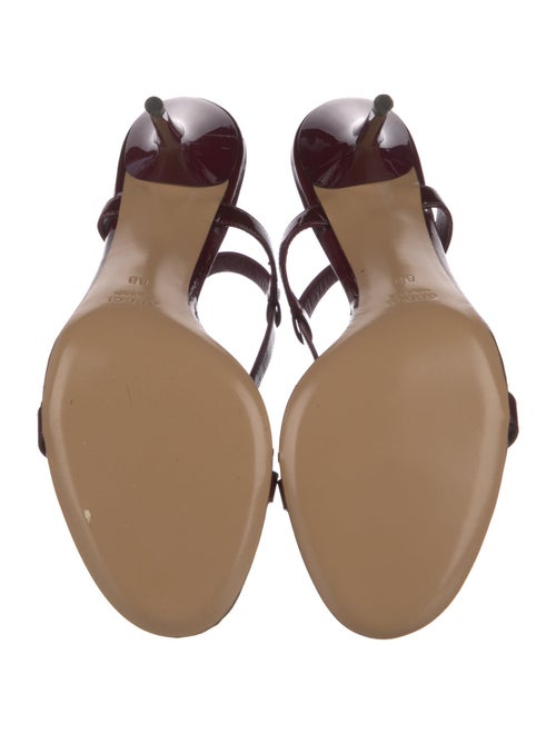 Gucci Patent Leather Chain-Link Accents T-Strap Sandals