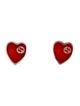 Gucci Enamel Interlocking G Heart Stud Earrings