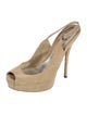 Gucci Horsebit Accent Suede Slingback Pumps