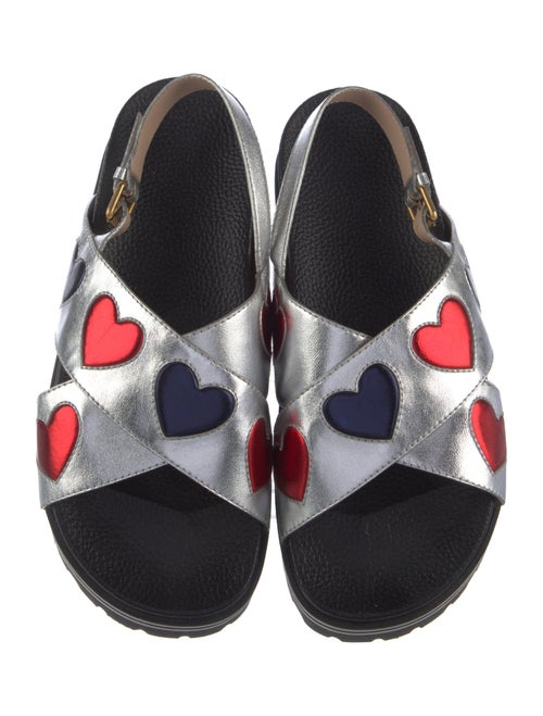 Gucci Leather Colorblock Pattern Slingback Sandals