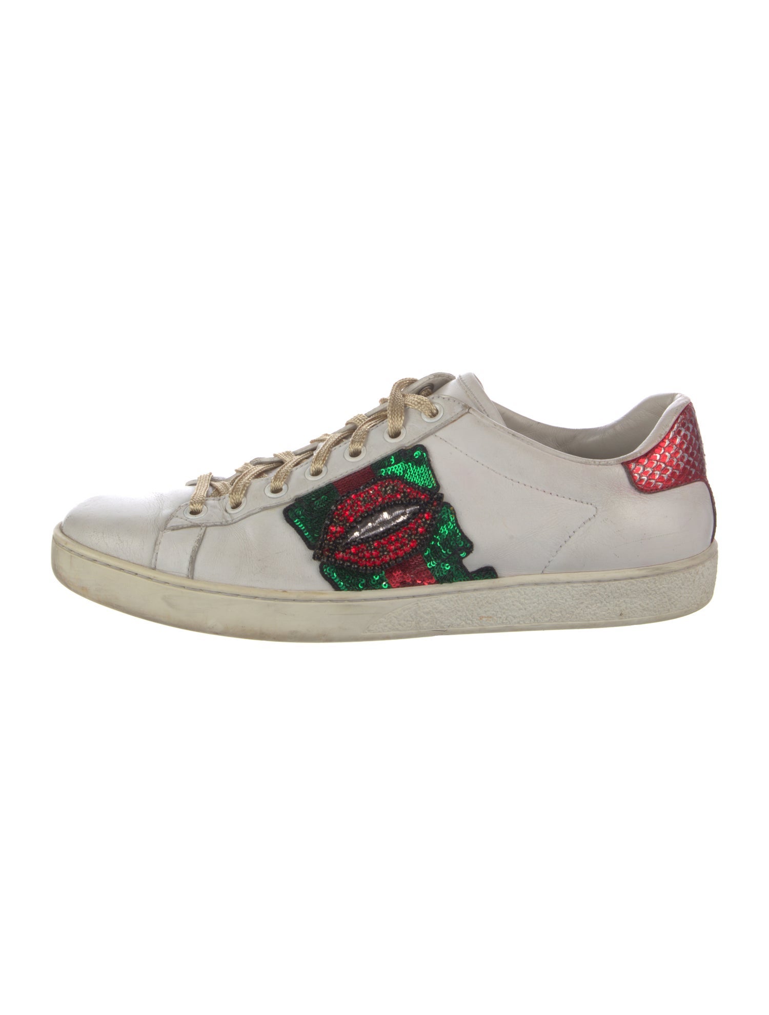 Gucci Web Accent Leather Sneakers