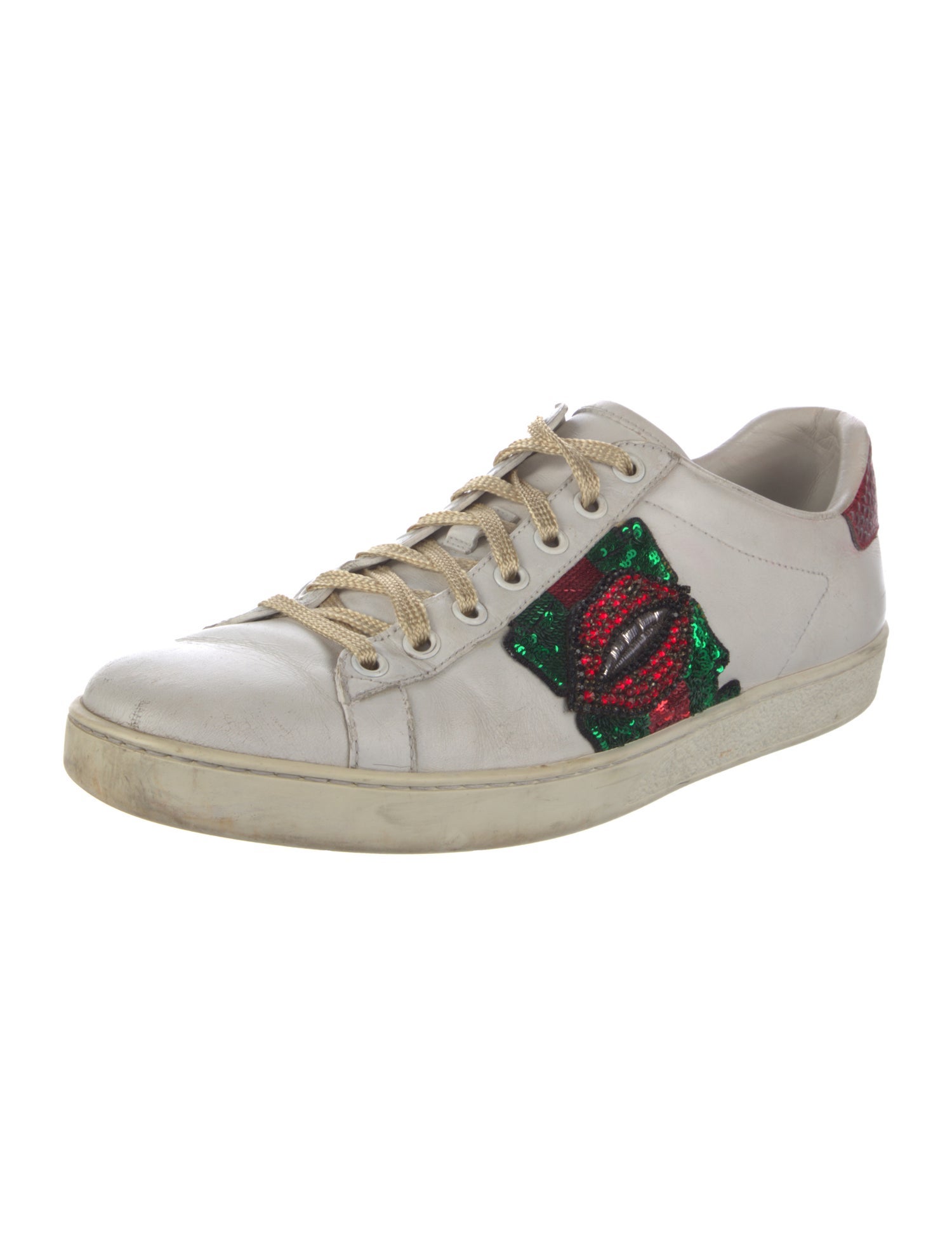 Gucci Web Accent Leather Sneakers