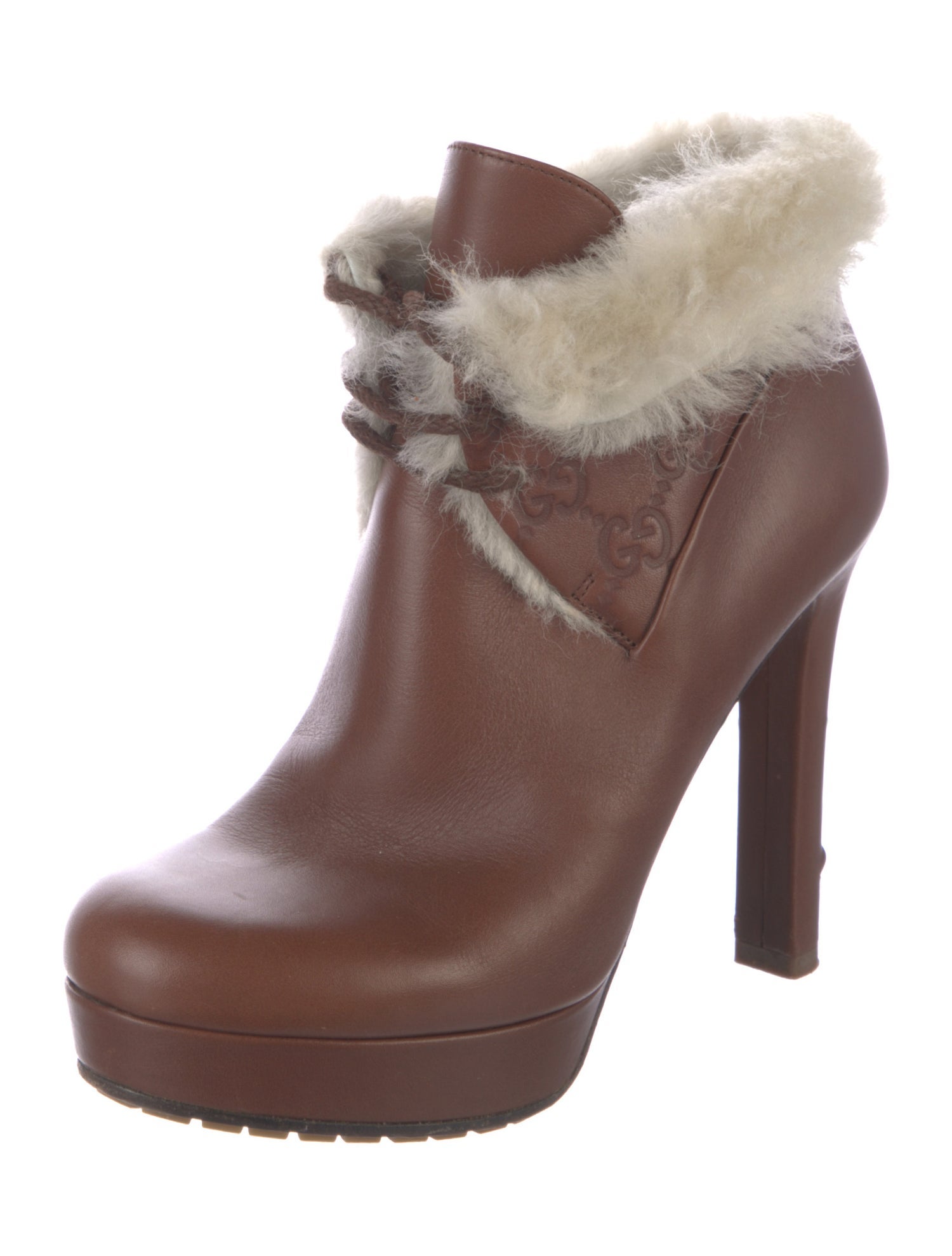 Gucci GG Signature Leather Lace-Up Boots