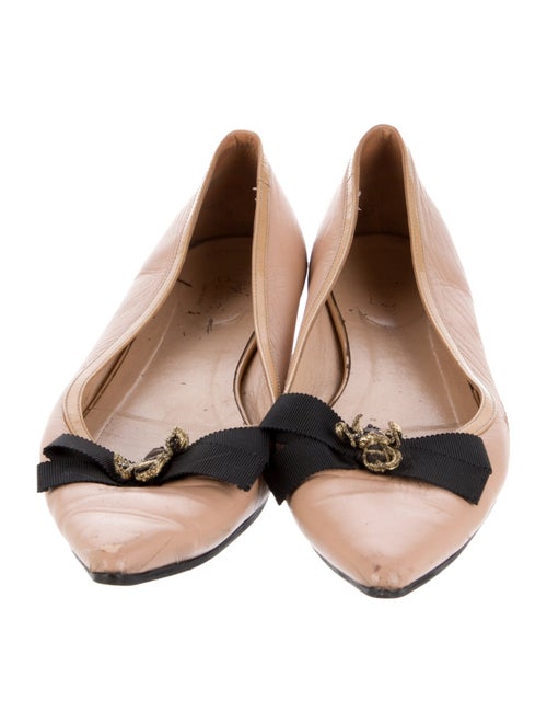 Gucci Bee Accent Leather Ballet Flats