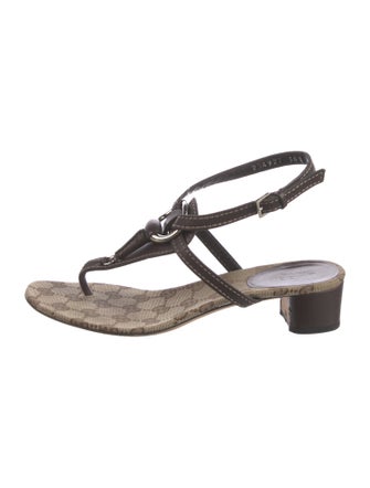 Gucci GG Supreme Canvas T-Strap Sandals
