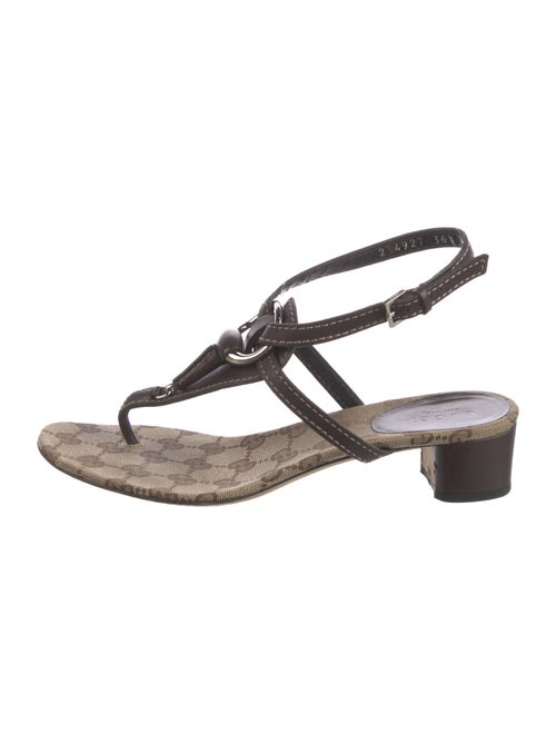 Gucci GG Supreme Canvas T-Strap Sandals