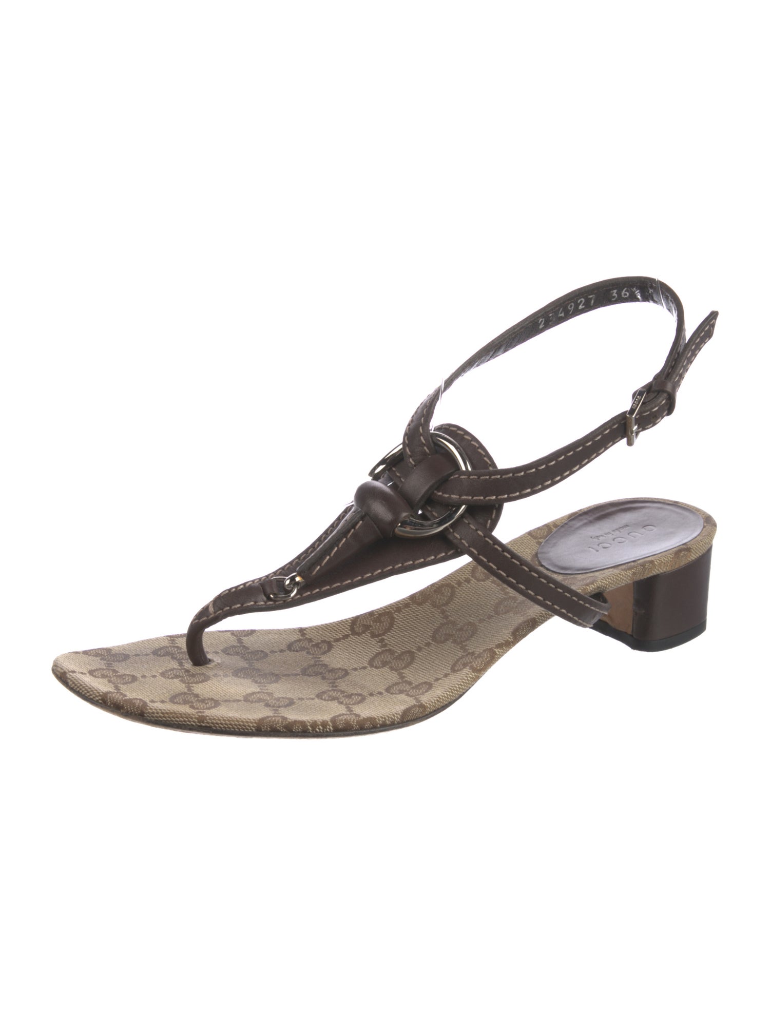 Gucci GG Supreme Canvas T-Strap Sandals