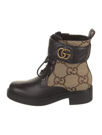 Gucci GG Canvas Leather Moto Boots