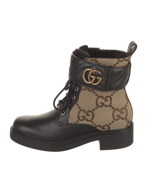 Gucci GG Canvas Leather Moto Boots