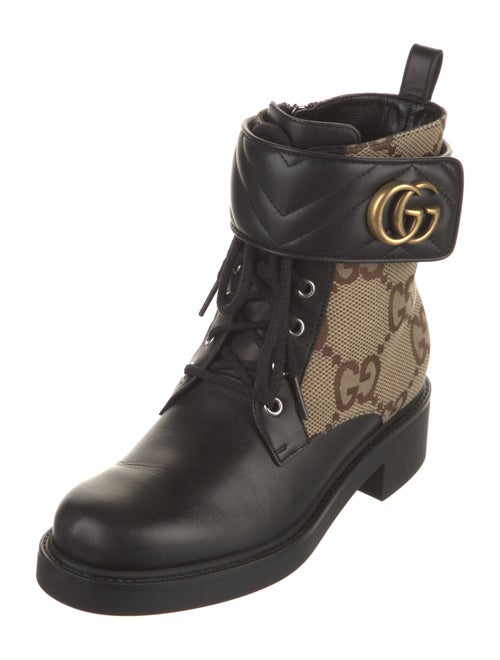 Gucci GG Canvas Leather Moto Boots