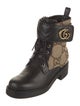 Gucci GG Canvas Leather Moto Boots