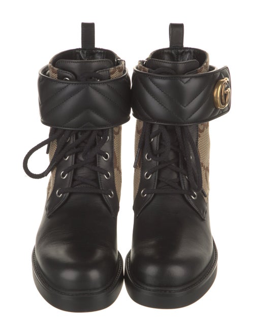 Gucci GG Canvas Leather Moto Boots