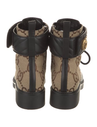 Gucci GG Canvas Leather Moto Boots