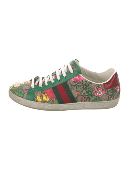 Gucci Flora Print Leather Trim Embellishment Sneakers