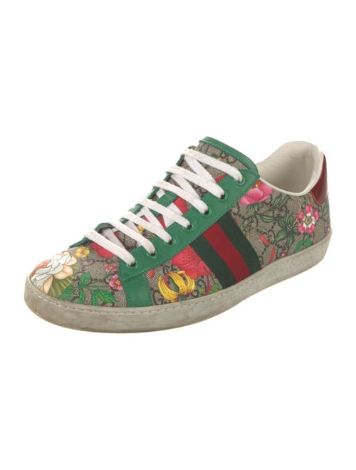 Gucci Flora Print Leather Trim Embellishment Sneakers