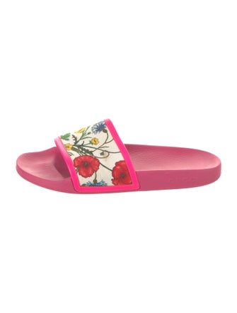 Gucci Flora Print Canvas Slides