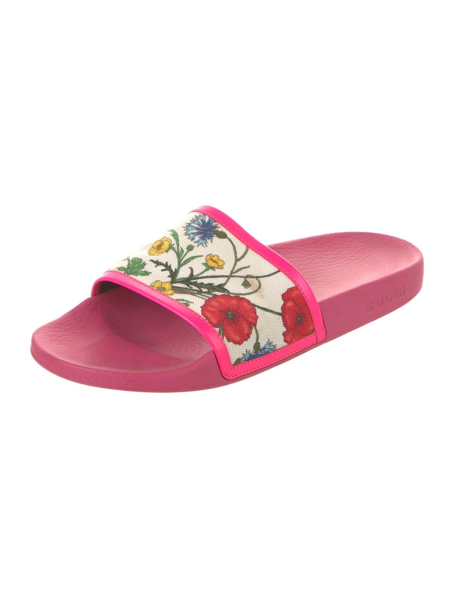 Gucci Flora Print Canvas Slides