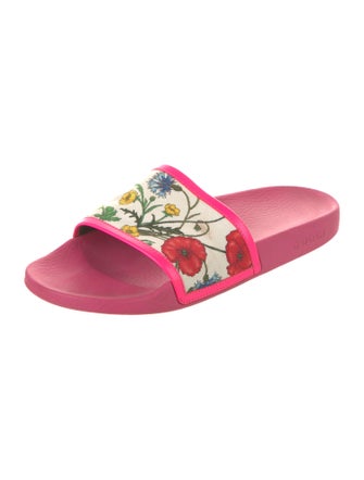 Gucci Flora Print Canvas Slides
