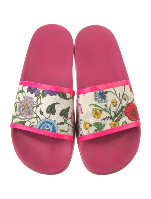 Gucci Flora Print Canvas Slides