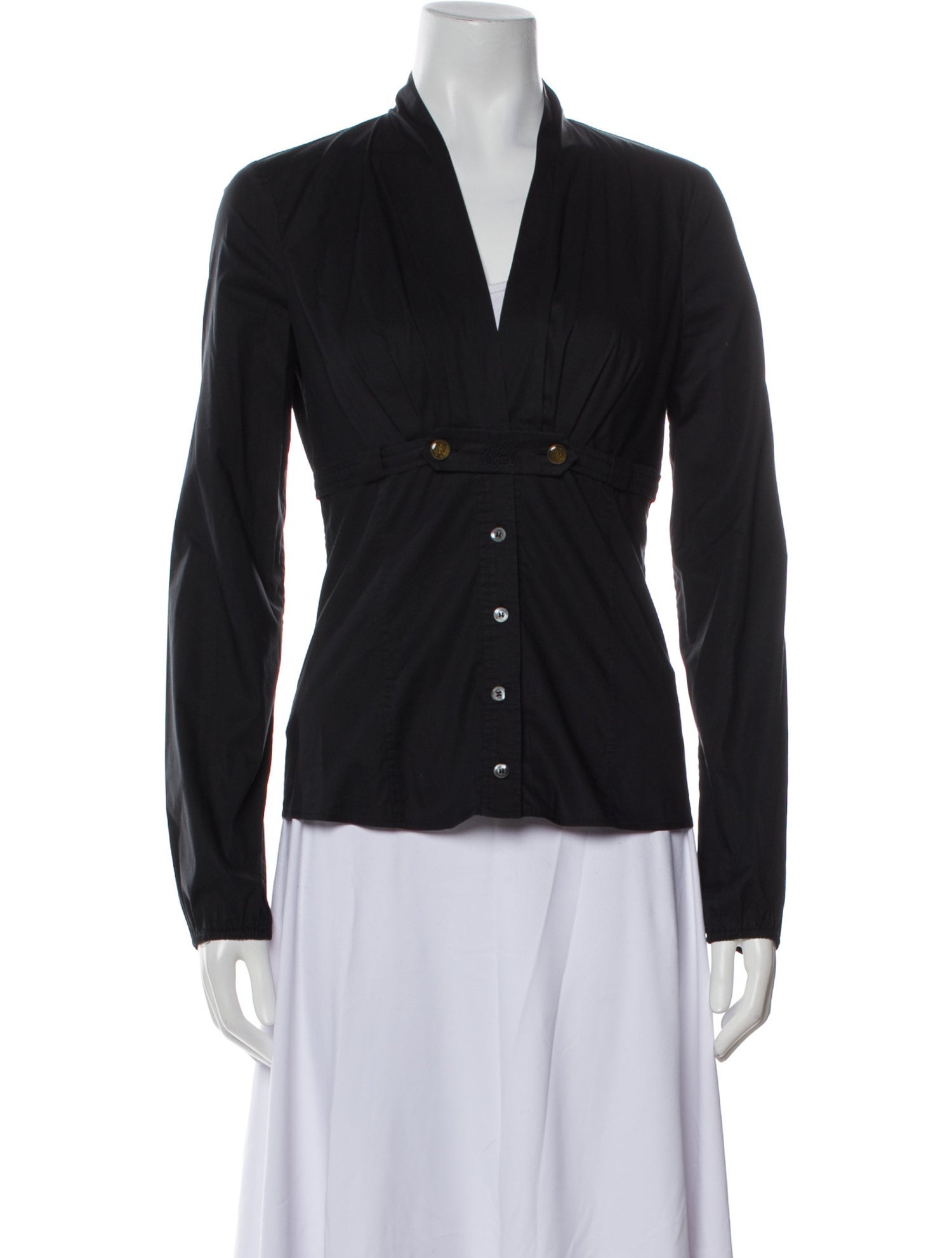 Gucci V-Neck Long Sleeve Button-Up Top